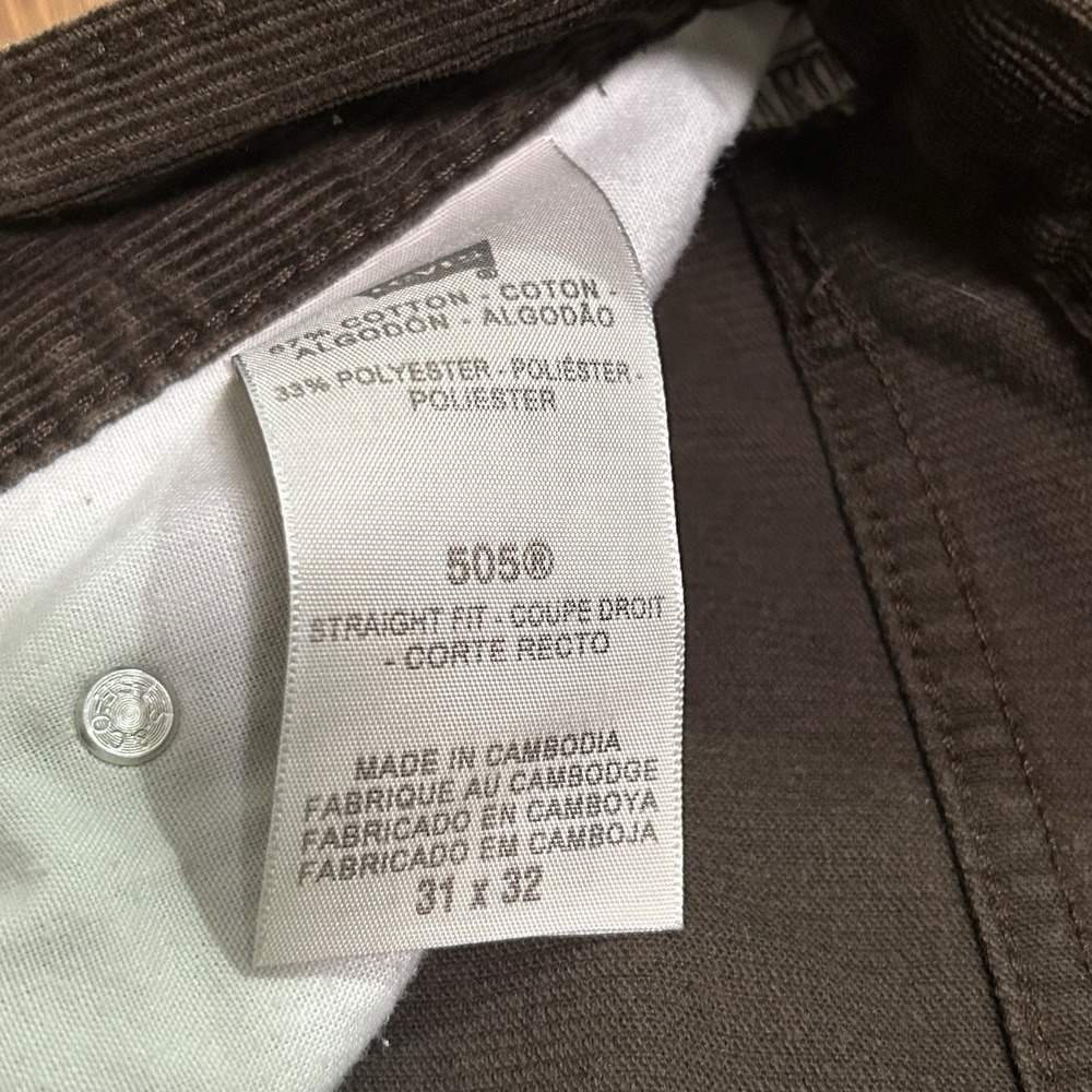 Levis 505 Mens 31x30 Corduroy Pants Brown Straight Fit Casual Workwear Preppy - Picture 6 of 13